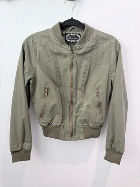 Ambiance Military-Inspired Olive Bomber Jacket